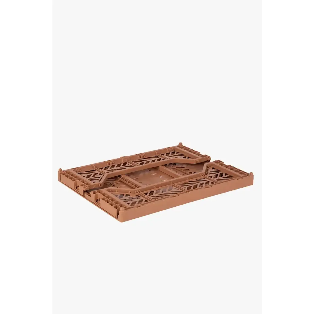 Foldable Storage Bins, Plastic Crate for Storage, Collapsible Crate, Utility Stackable Box Medium Tan