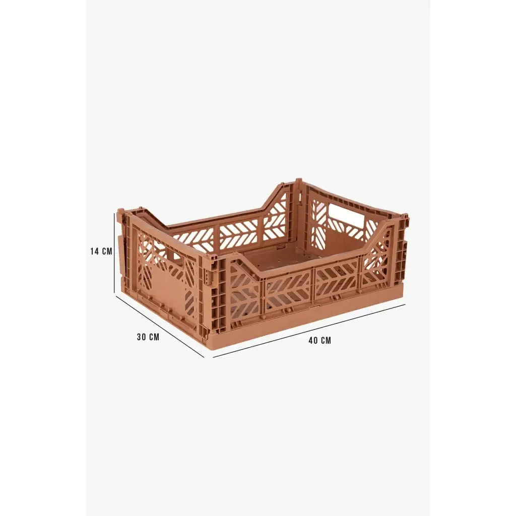 Foldable Storage Bins, Plastic Crate for Storage, Collapsible Crate, Utility Stackable Box Medium Tan