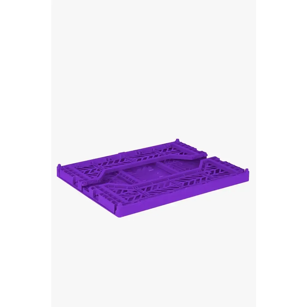 Foldable Storage Bins, Plastic Crate for Storage, Collapsible Crate, Utility Stackable Box Medium Violet