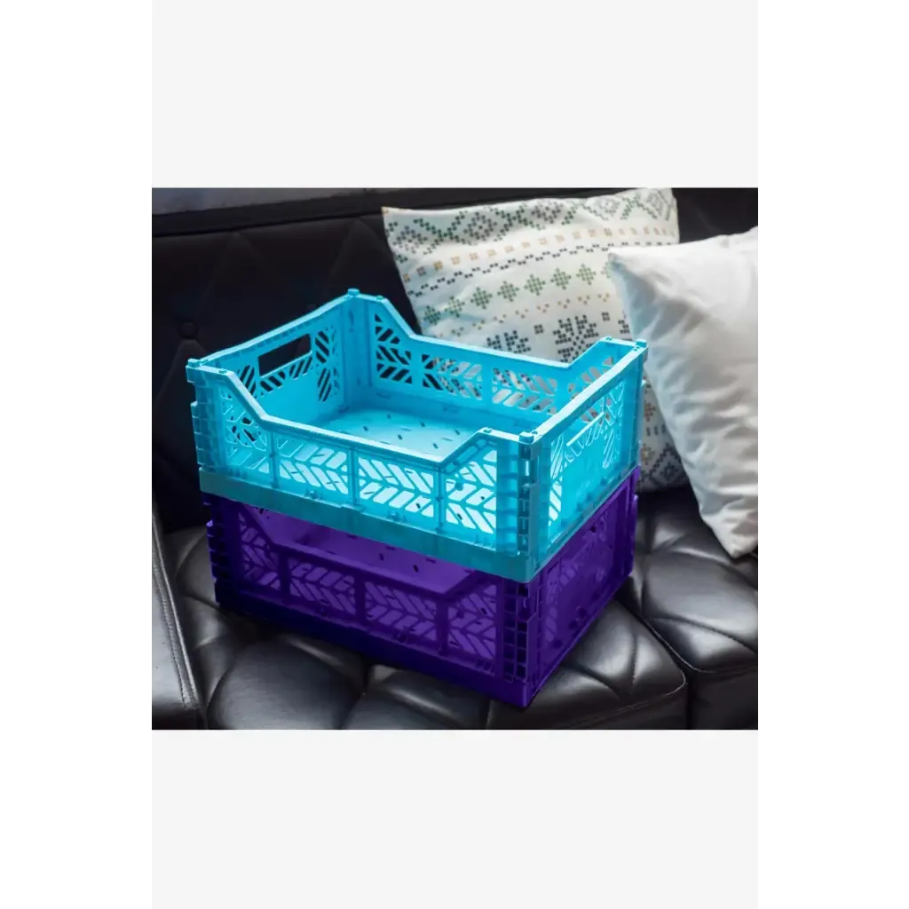 Foldable Storage Bins, Plastic Crate for Storage, Collapsible Crate, Utility Stackable Box Medium Violet