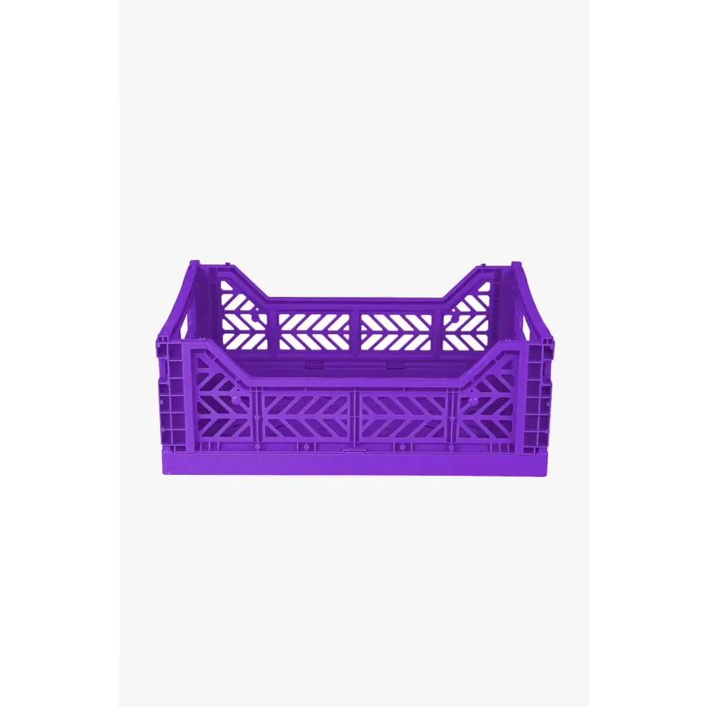 Foldable Storage Bins, Plastic Crate for Storage, Collapsible Crate, Utility Stackable Box Medium Violet