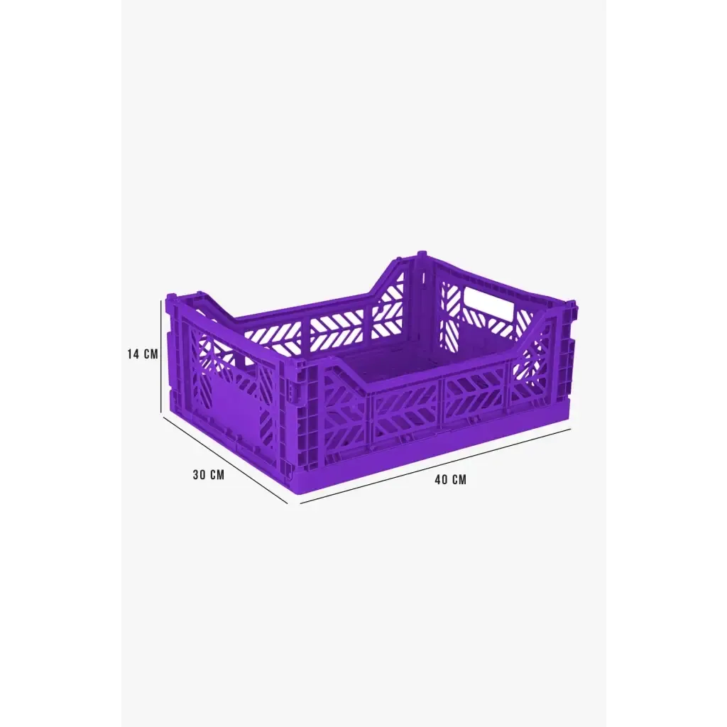 Foldable Storage Bins, Plastic Crate for Storage, Collapsible Crate, Utility Stackable Box Medium Violet