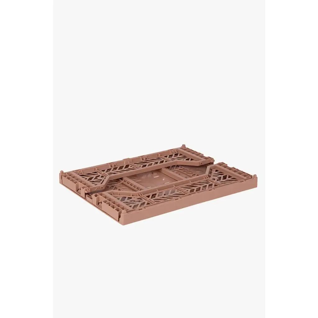Foldable Storage Bins, Plastic Crate for Storage, Collapsible Crate, Utility Stackable Box Medium Warm Taupe