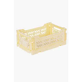 Foldable Storage Bins, Plastic Crate for Storage, Collapsible Crate, Utility Stackable Box Small Cream