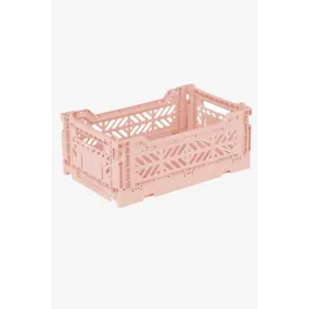 Foldable Storage Bins, Plastic Crate for Storage, Collapsible Crate, Utility Stackable Box Small Milk Tea