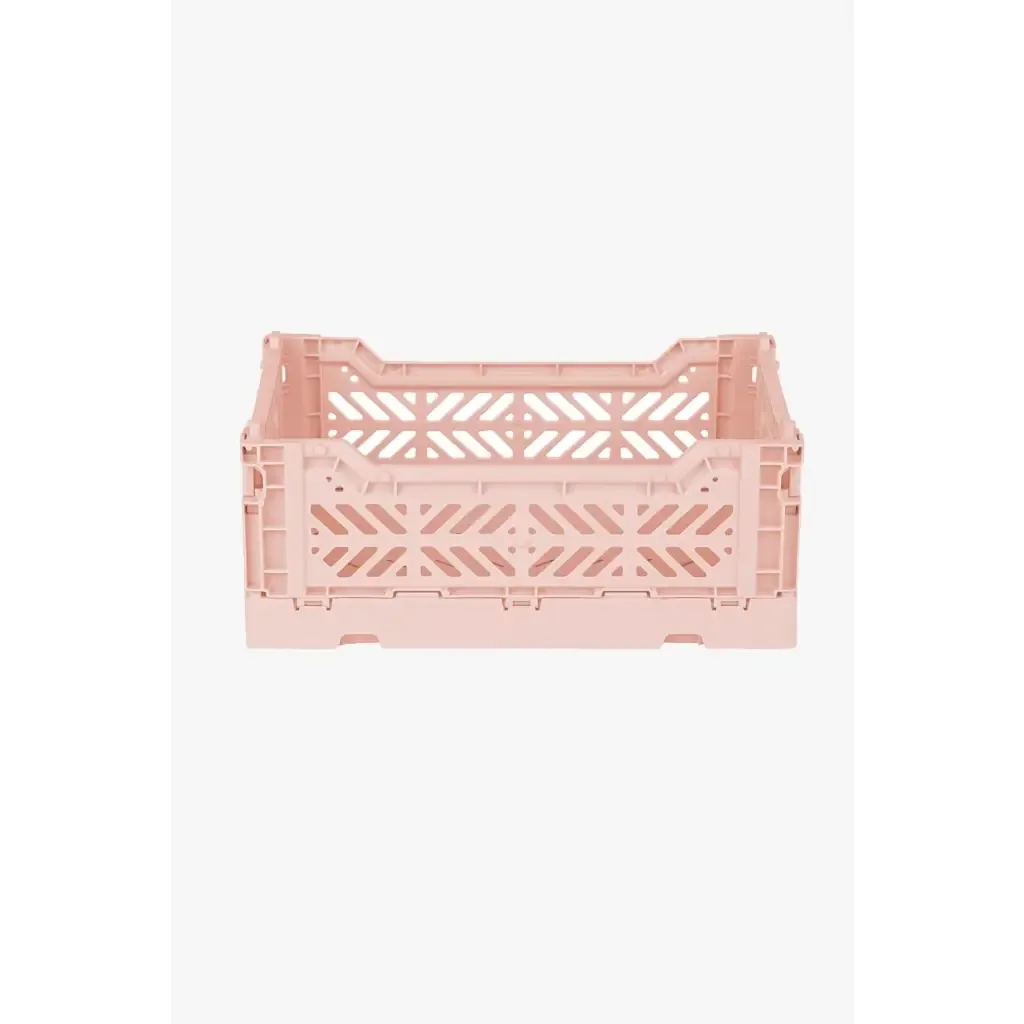 Foldable Storage Bins, Plastic Crate for Storage, Collapsible Crate, Utility Stackable Box Small Milk Tea