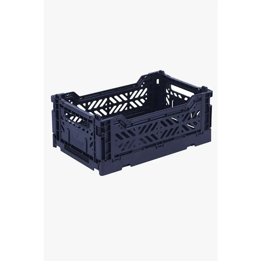Foldable Storage Bins, Plastic Crate for Storage, Collapsible Crate, Utility Stackable Box Small Navy