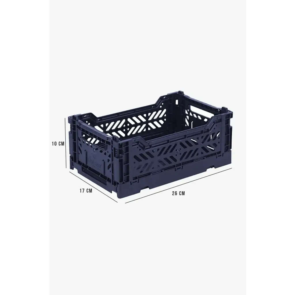 Foldable Storage Bins, Plastic Crate for Storage, Collapsible Crate, Utility Stackable Box Small Navy