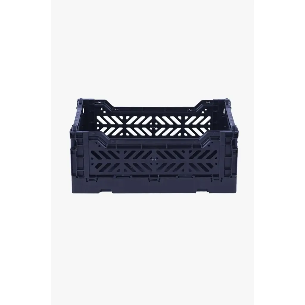 Foldable Storage Bins, Plastic Crate for Storage, Collapsible Crate, Utility Stackable Box Small Navy