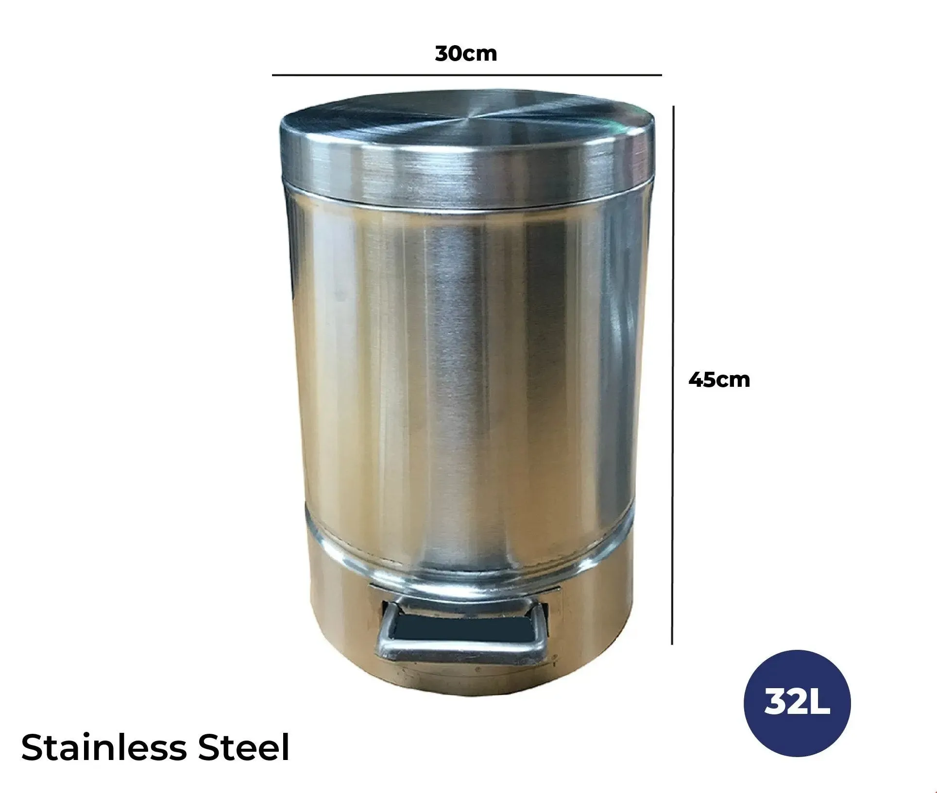 FP01 Dustbin | Stainless Steel Bin | Galvanised Inner Liner | Multiple Size | Dustbin for Kitchen