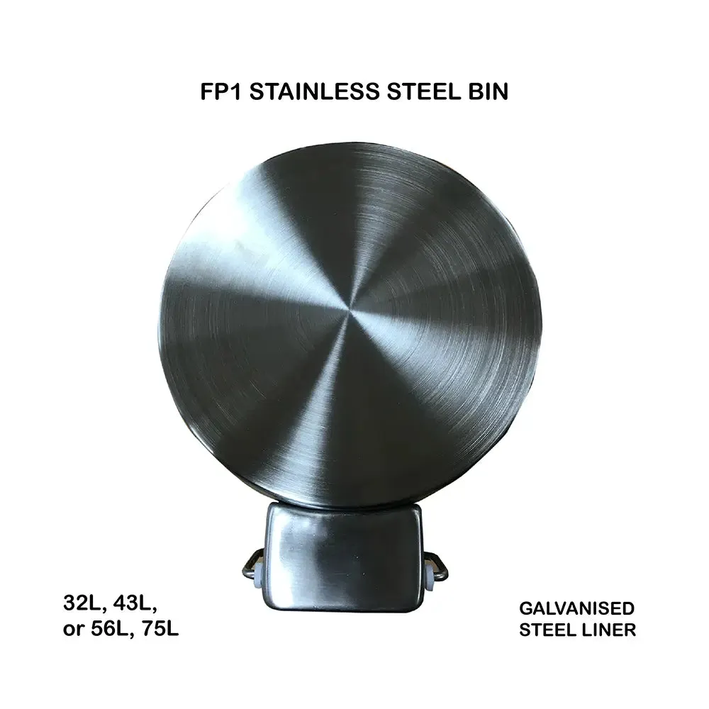 FP01 Dustbin | Stainless Steel Bin | Galvanised Inner Liner | Multiple Size | Dustbin for Kitchen
