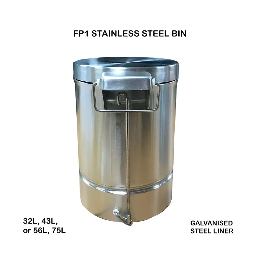 FP01 Dustbin | Stainless Steel Bin | Galvanised Inner Liner | Multiple Size | Dustbin for Kitchen