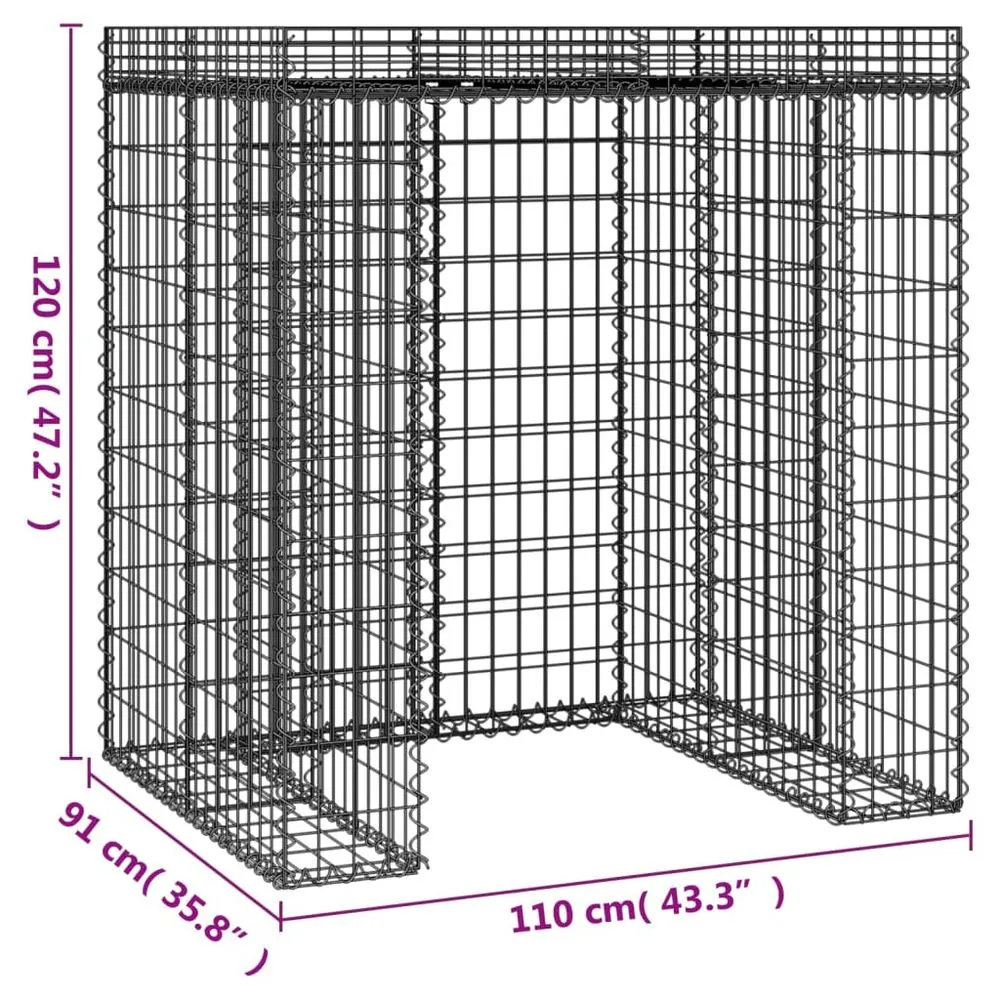 Gabion Wall for Triple Garbage Wheelie Bin Galvanised Iron