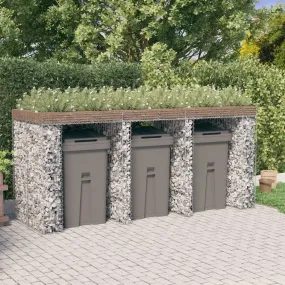 Gabion Wall for Triple Garbage Wheelie Bin Galvanised Iron
