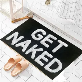 Get Naked Bath Mat Cute Bathroom Rugs Non Slip Microfiber Absorbent Bath Rugs Funny Bathroom Decor Black Bath mat for Tub and Shower,Machine Washable,20”x32”