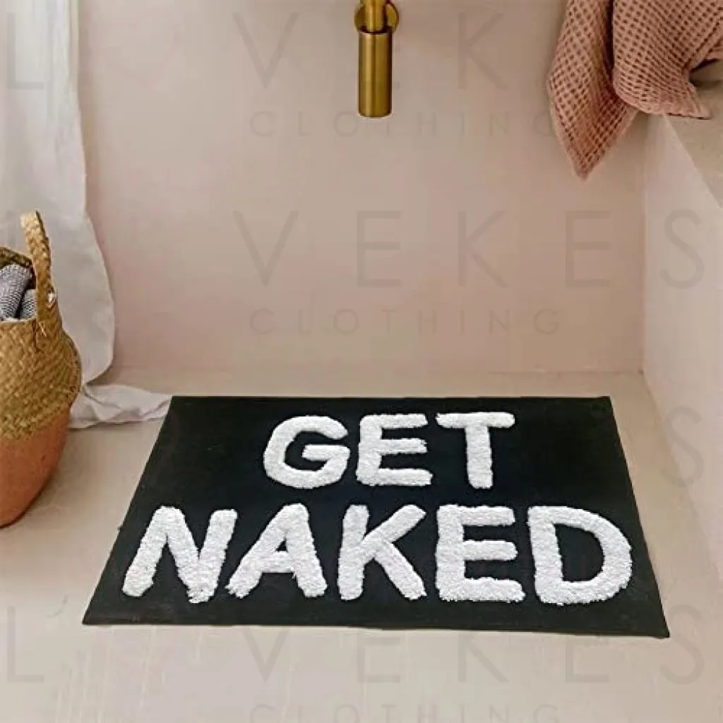 Get Naked Bath Mat Cute Bathroom Rugs Non Slip Microfiber Absorbent Bath Rugs Funny Bathroom Decor Black Bath mat for Tub and Shower,Machine Washable,20”x32”