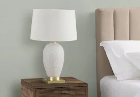 GlowLite Ivory Elegance - 26"H Table Lamp with White Ceramic Base and Cream Shade