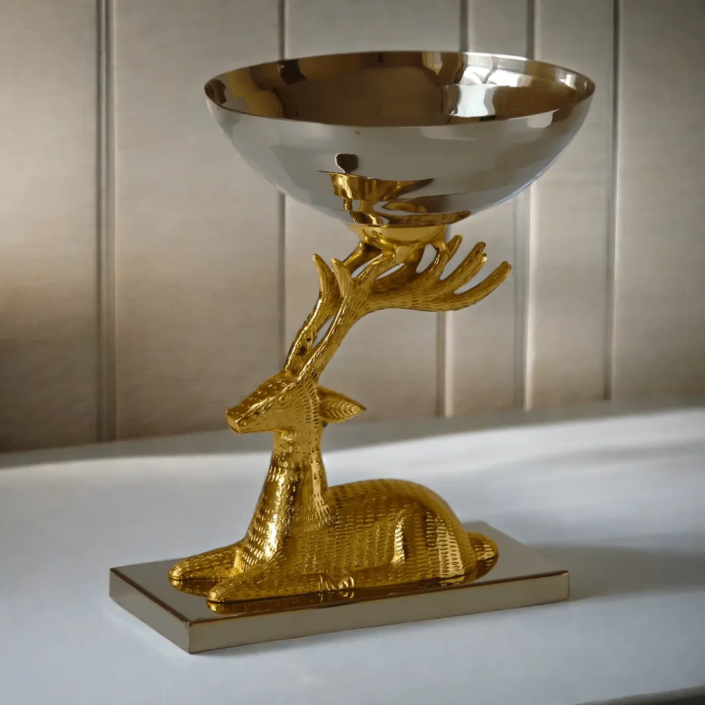 Golden Deer Head Bowl Metal