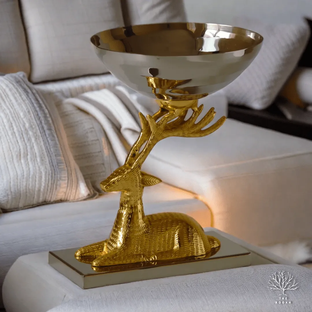 Golden Deer Head Bowl Metal