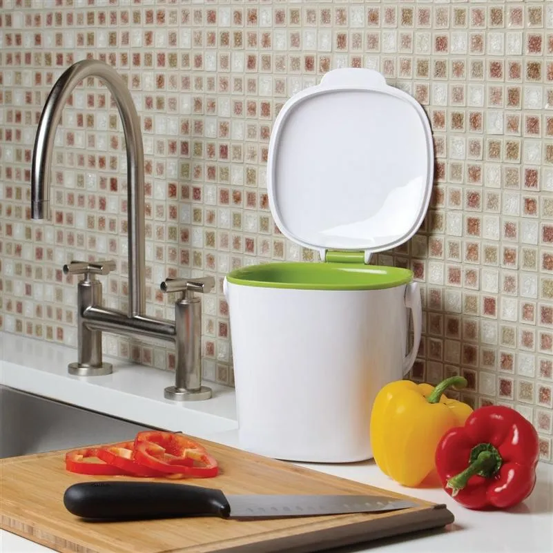 Good Grips White Compost Bin with Smooth Green Interior
