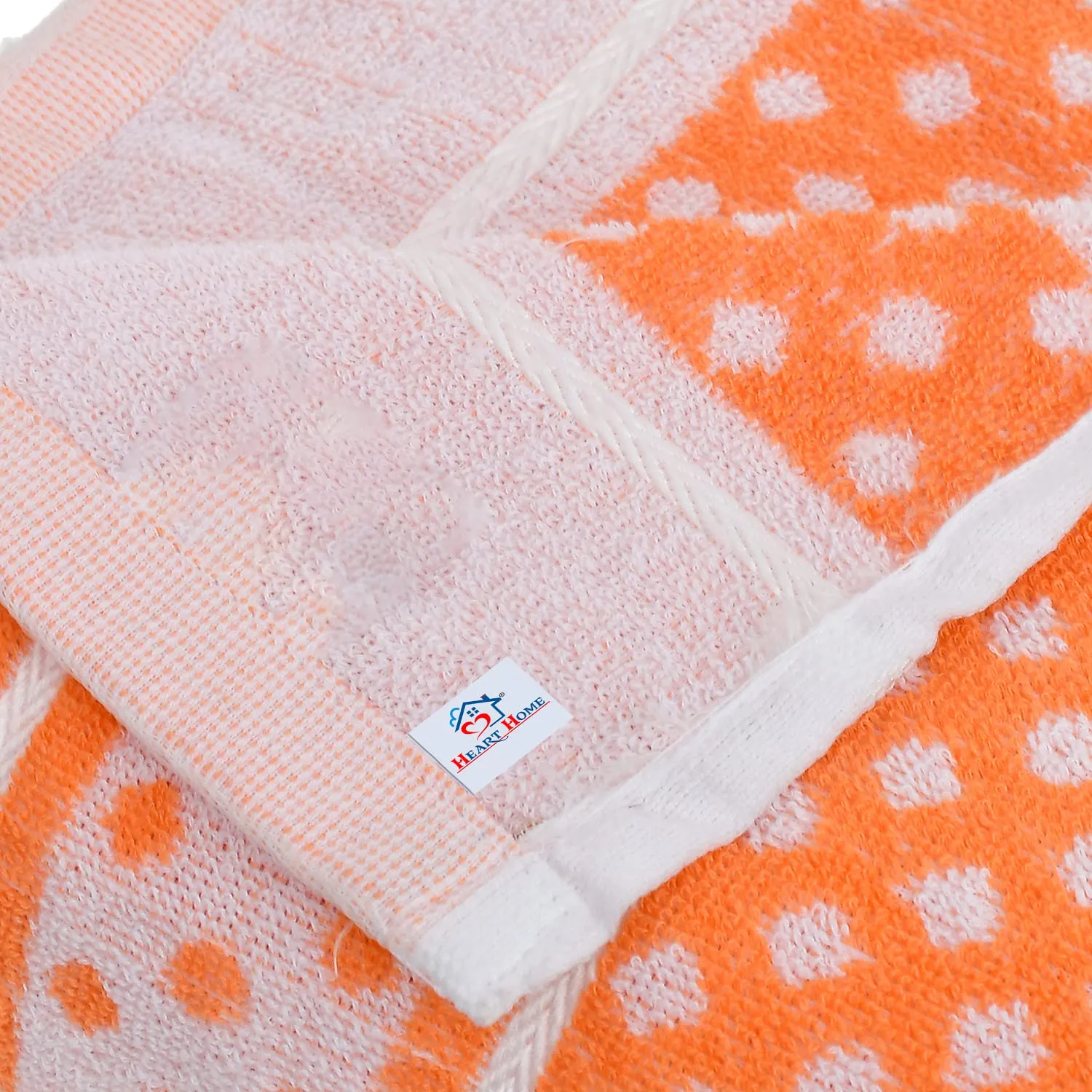 Heart Home Multiuses Dot Printed Soft Cotton Bath Towel, 30"x60" - Pack of 4 (Orange)
