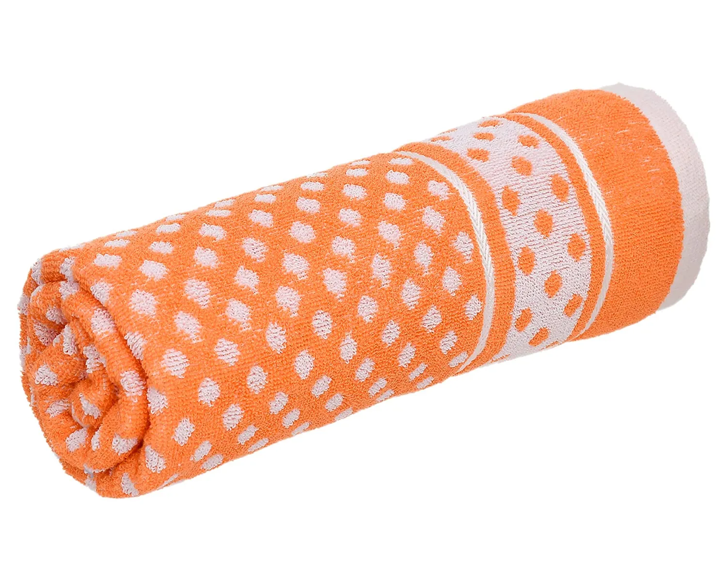 Heart Home Multiuses Dot Printed Soft Cotton Bath Towel, 30"x60" - Pack of 4 (Orange)