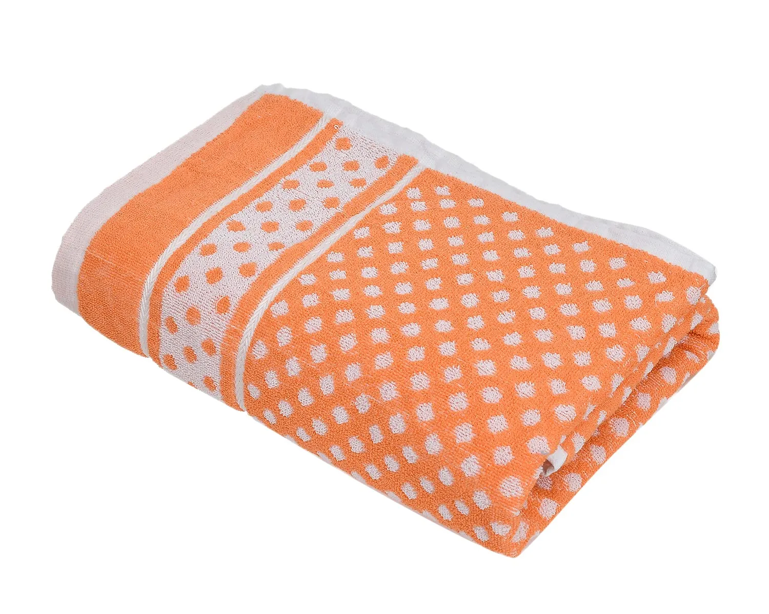 Heart Home Multiuses Dot Printed Soft Cotton Bath Towel, 30"x60" - Pack of 4 (Orange)