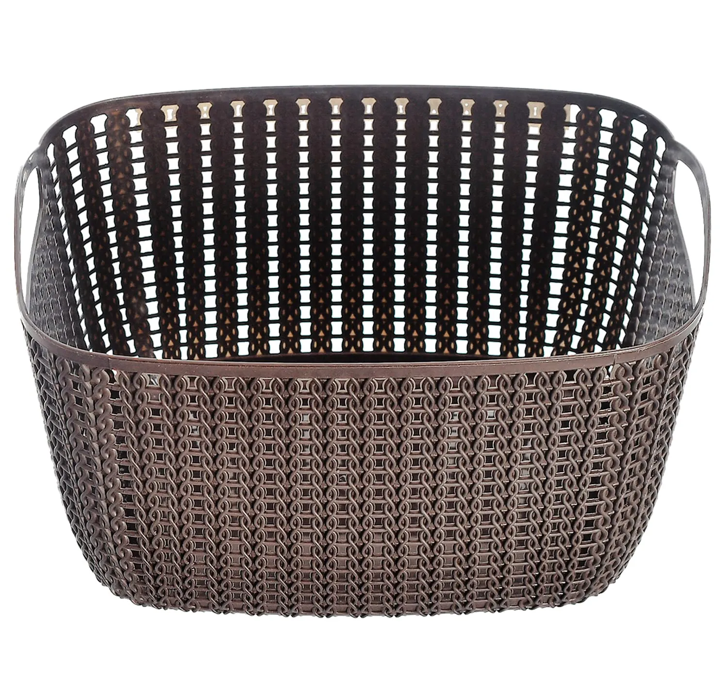 Heart Home Multiuses Large & Small M 30-25 Plastic Basket/Organizer With Lid- Pack of 4 (Brown)