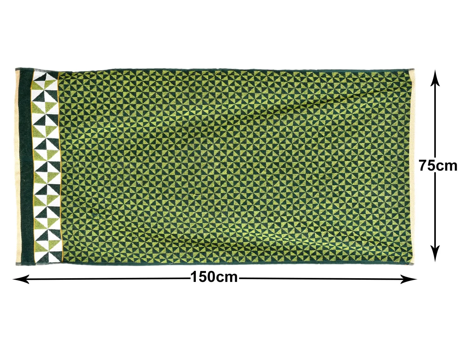 Heart Home Multiuses Tringle Printed Soft Cotton Bath Towel, 30"x60" - Pack of 4 (Green)