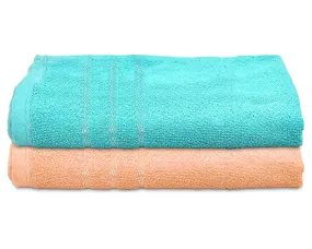 Heart Home Soft Cotton Bath Towel for Hands, Face, Newborn Babies, Toddlers, Children, 19"x38"- Pack of 2 (Blue & Peach)