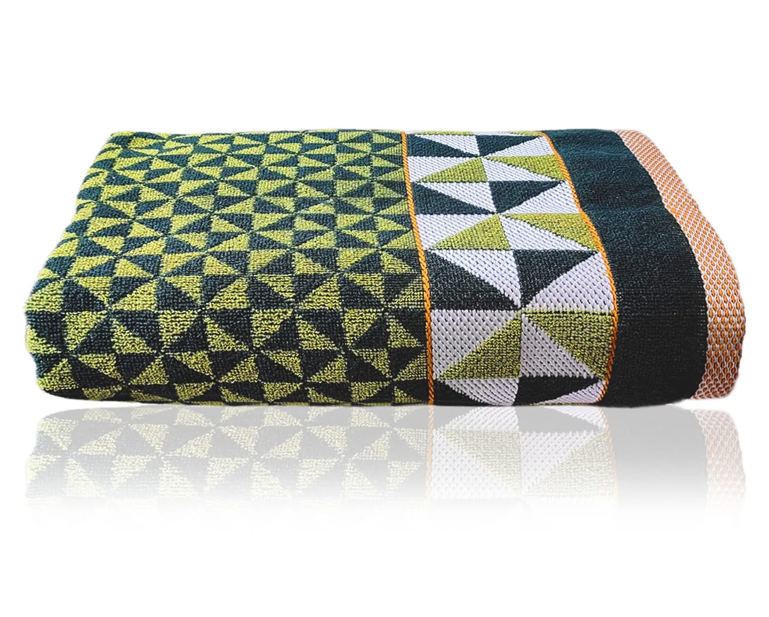 Heart HomeTringle Printed Super Soft, Fluffy, and Absorbent, Cotton Bath Towel Perfect for Daily Use, 30"x60"- Pack of 4 (Green & Maroon)