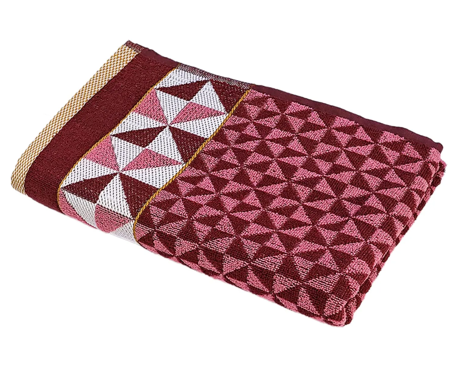 Heart HomeTringle Printed Super Soft, Fluffy, and Absorbent, Cotton Bath Towel Perfect for Daily Use, 30"x60"- Pack of 4 (Green & Maroon)