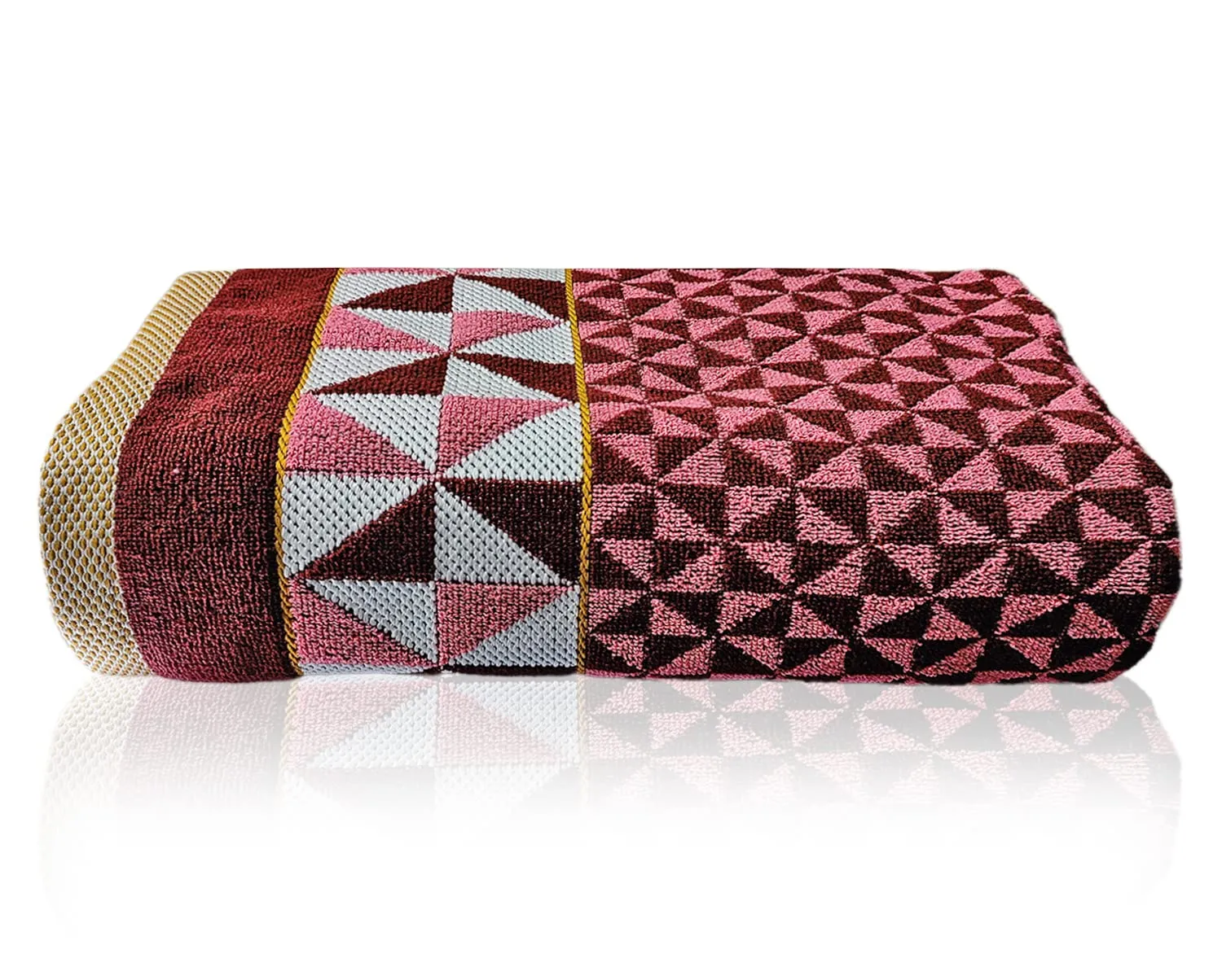 Heart HomeTringle Printed Super Soft, Fluffy, and Absorbent, Cotton Bath Towel Perfect for Daily Use, 30"x60"- Pack of 4 (Maroon)