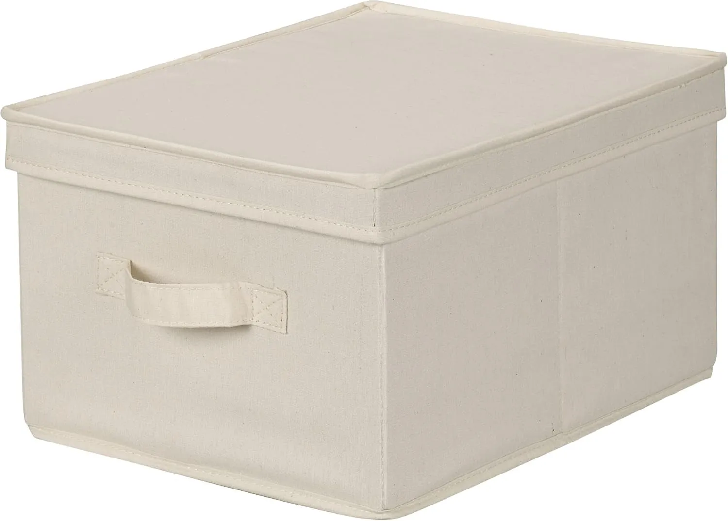 Household Essentials 113 Storage Box with Lid and Handle - Natural Beige Canvas - Large