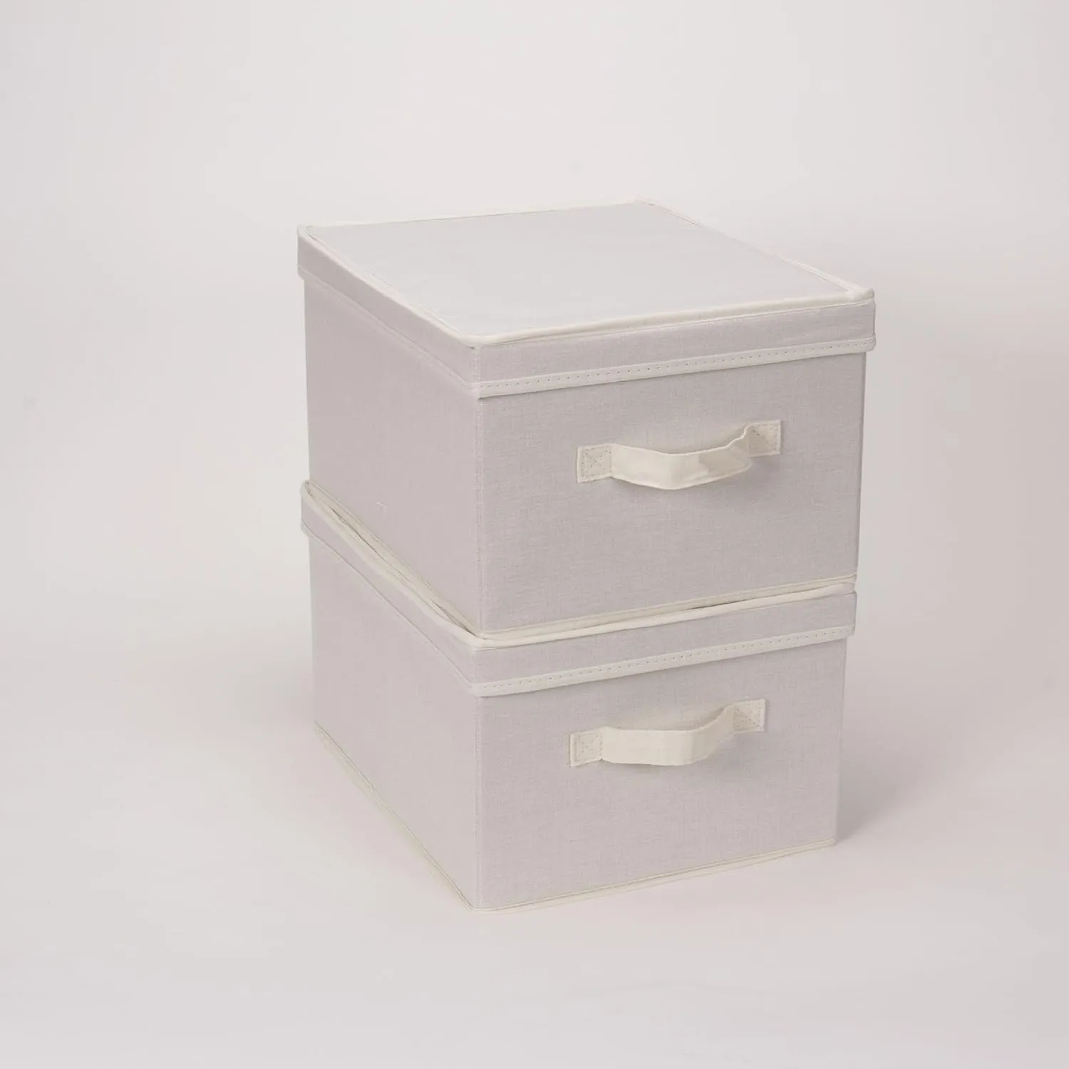 Household Essentials 113 Storage Box with Lid and Handle - Natural Beige Canvas - Large