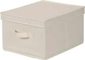 Household Essentials 113 Storage Box with Lid and Handle - Natural Beige Canvas - Large