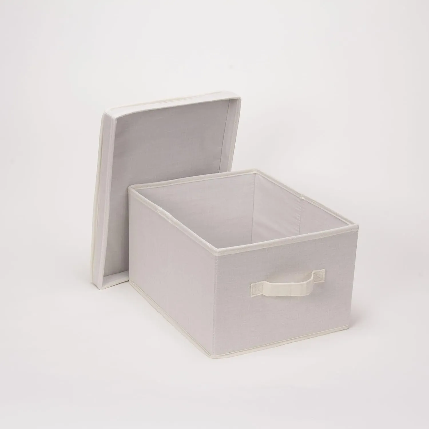 Household Essentials 113 Storage Box with Lid and Handle - Natural Beige Canvas - Large