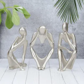 Human Ponder Showpiece (Silver) - Set Of Three