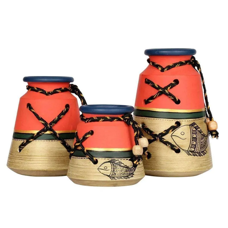 Kaira Madhubani Vase - Three Piece Set