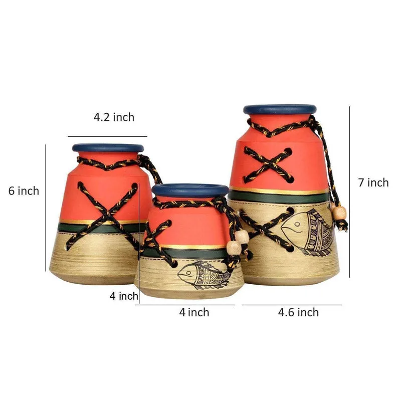 Kaira Madhubani Vase - Three Piece Set