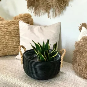 Keke Round Basket With Handle Black