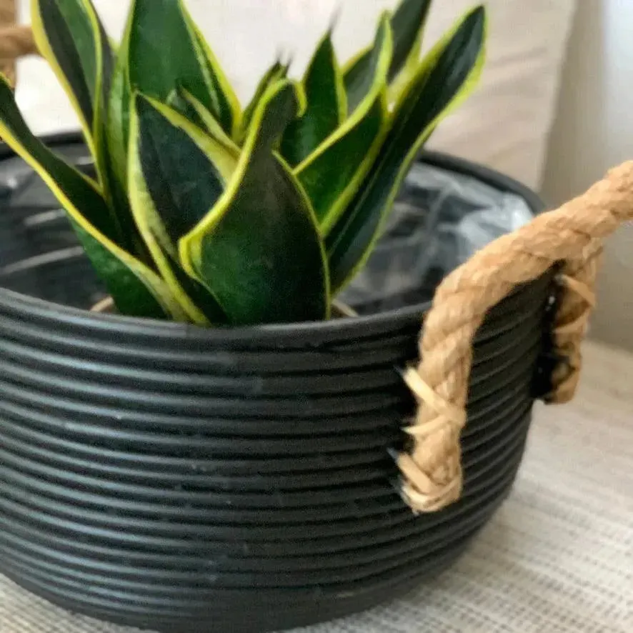 Keke Round Basket With Handle Black