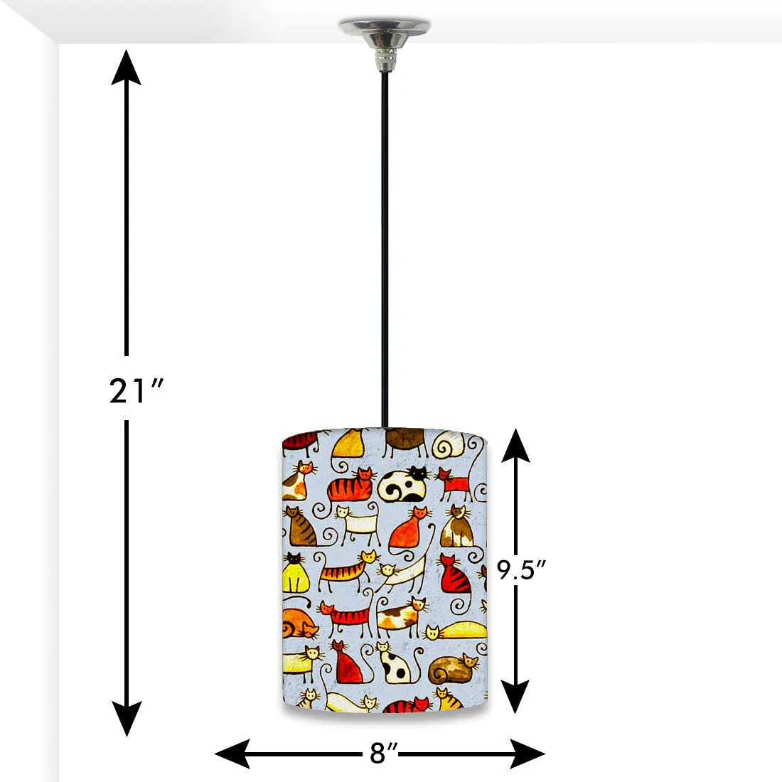 Kids Hanging Pendant Lamp - Cats Everywhere
