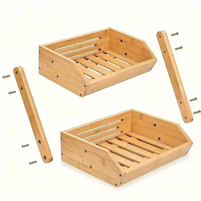 Kitchen Modern Bamboo 2-Tier Or - Multifunctional Kitchen Organizer for Bread