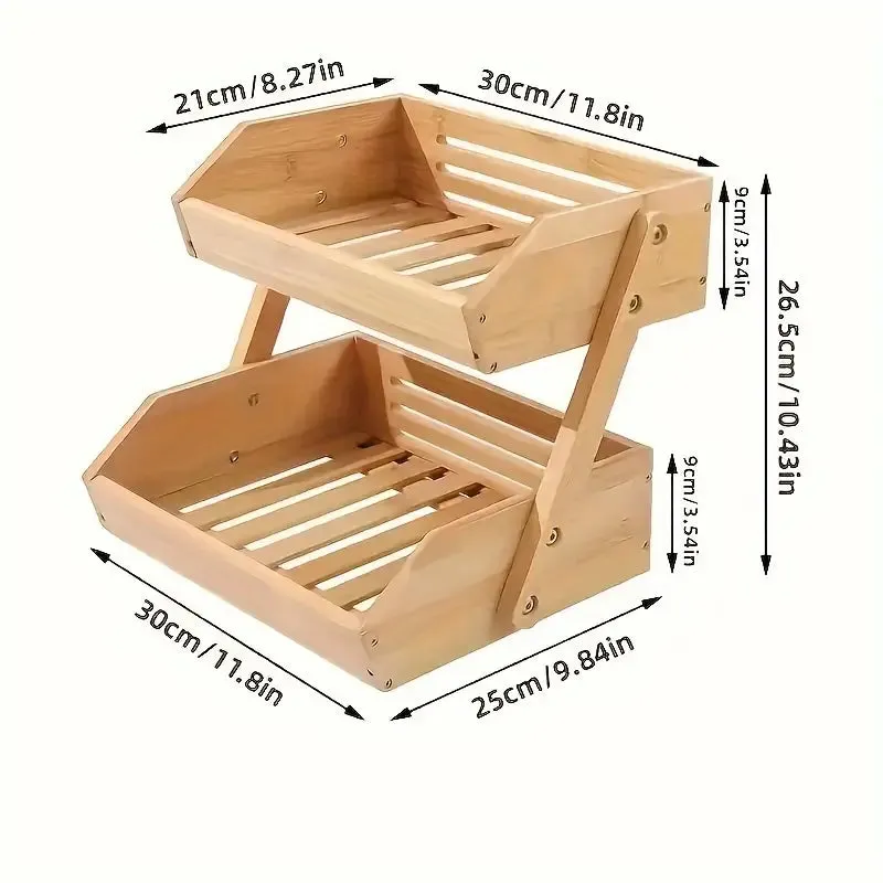 Kitchen Modern Bamboo 2-Tier Or - Multifunctional Kitchen Organizer for Bread