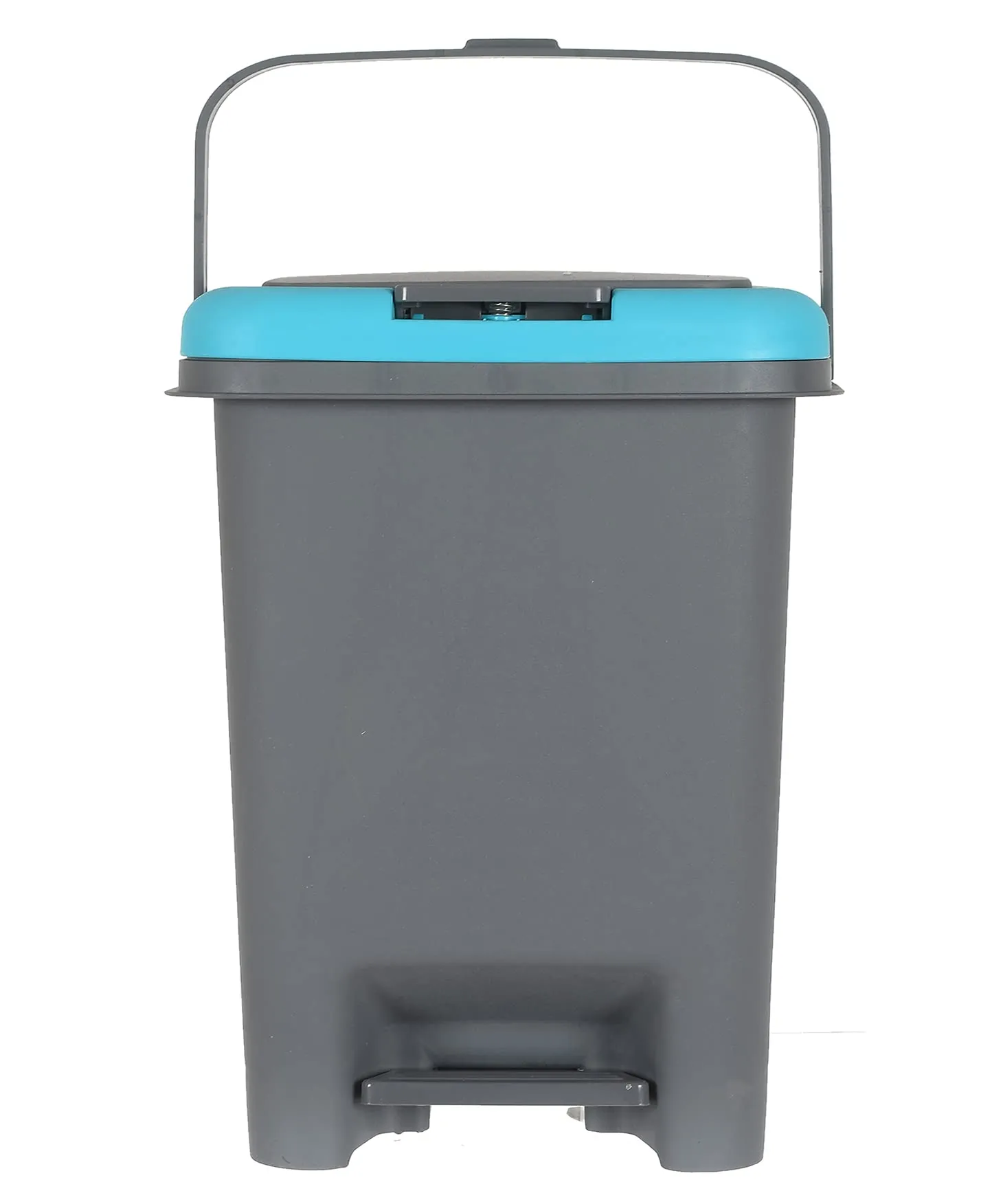 Kuber Industries Portable 10 Ltr Plastic Push And Pedal Dustbin With Lid & Handle Garbage Bins for Home Office (Grey & Blue)