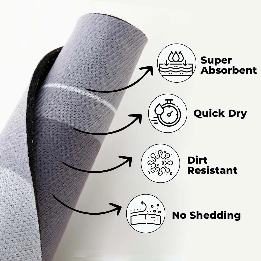 Kuber Industries Stylish Bathroom, Door Mat, Floor, Bath, Door Mat, Bathroom Carpet | Non Slip for Bathroom Cushion Super Absorbent Soft Carpet, Quick Dry Dirt | 40 x 60 cm, Grey, Pack of 3