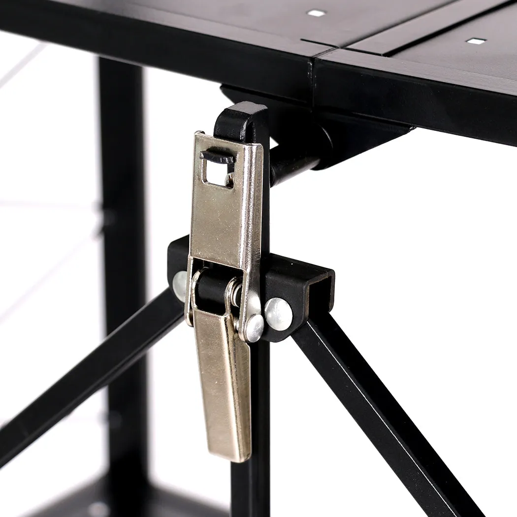 Levede Foldable Storage Shelf Display Black 3 Tiers