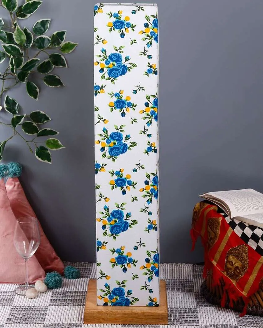 Lil Floral Square Cotton Shade Floor Lamp With Wood Base | 2.8 Feet