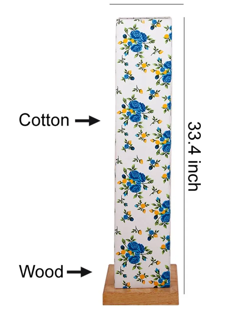 Lil Floral Square Cotton Shade Floor Lamp With Wood Base | 2.8 Feet